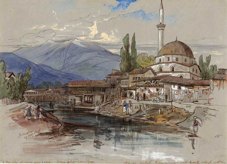 Isak Mosque - Bitola 1848 - Painting by Edward Lear