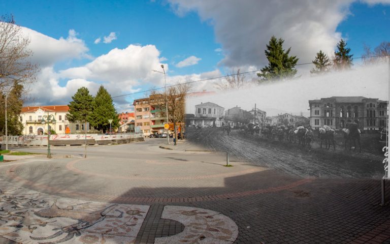 Bitola - then and now - French soldiers are entering Bitola during WW1