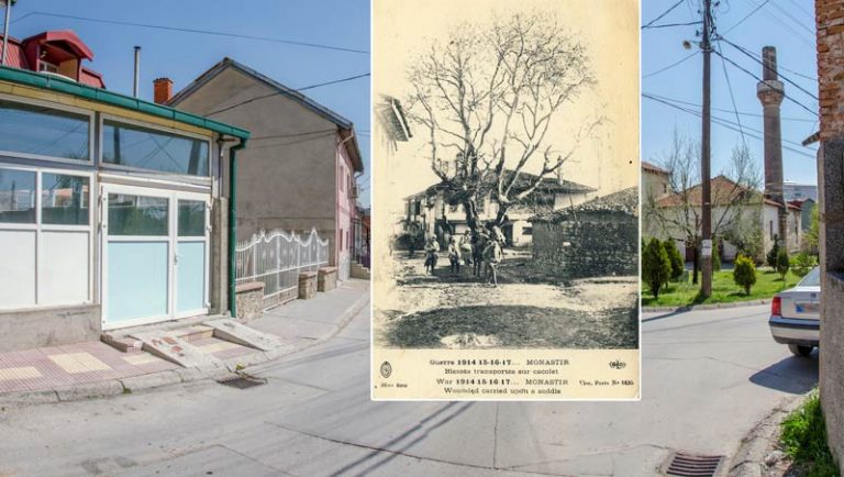 „Чинарот“ на разгледница од 1917/18 година - Битола некогаш и денес