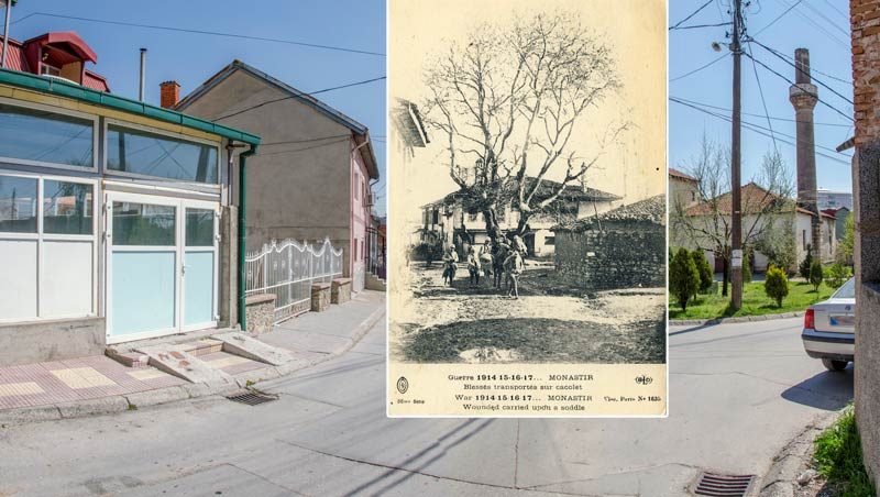 „Чинарот“ на разгледница од 1917/18 година - Битола некогаш и денес
